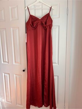 Azazie terracotta Satin Maxi Dress in satin